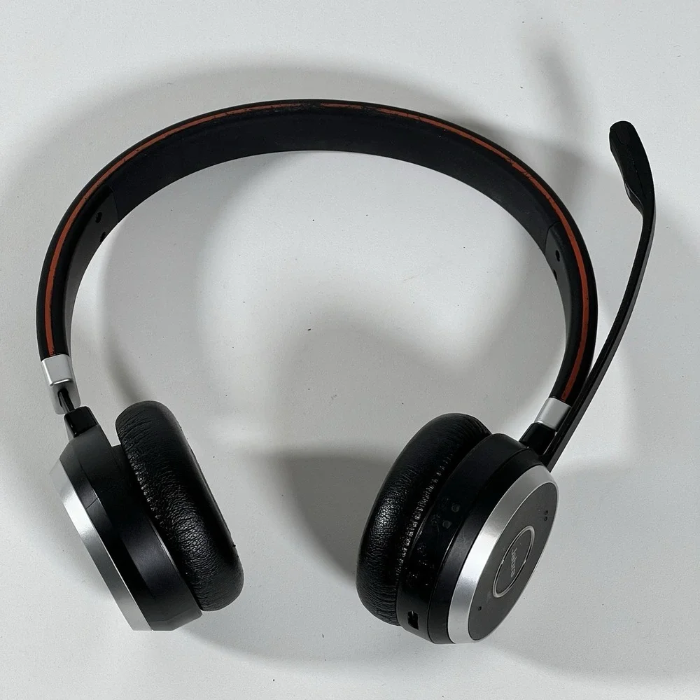 Jabra Evolve 65 UC Stereo Bluetooth On the Ear Headset- Black Tested Working